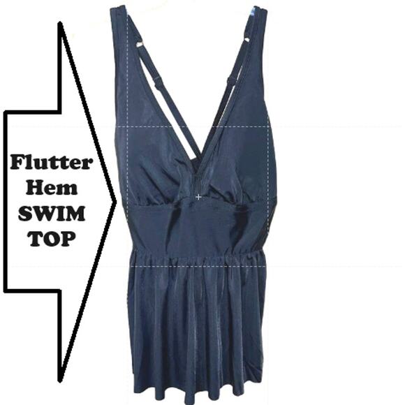 Adore Me Swimsuit Top Plus 1X Tummy Control Tankini Swim Flounce Slimming Black - Picture 1 of 10